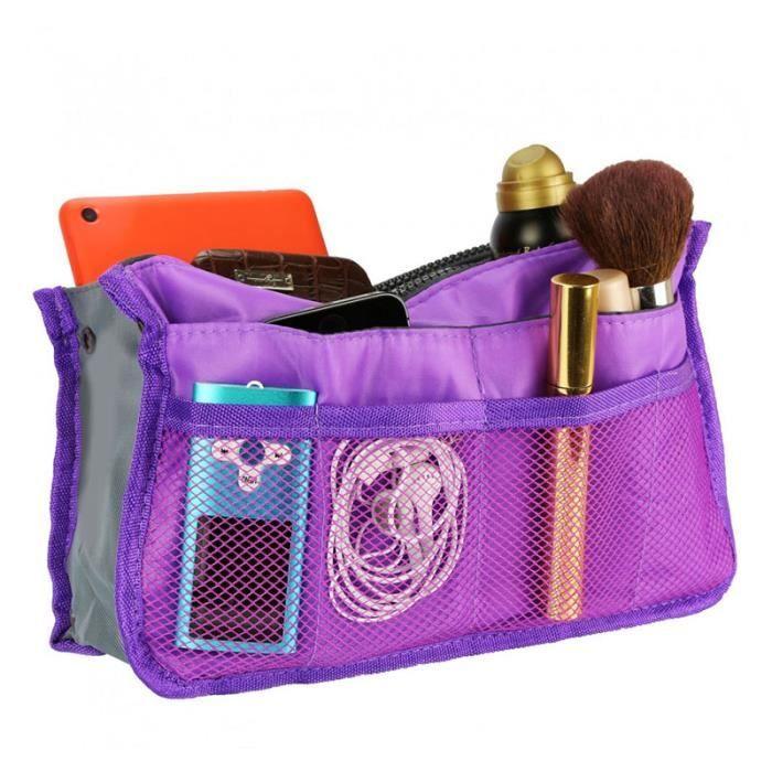 Organisateur de sac à main - SHOP-STORY - Violet - 100% nylon - Lavable en machine - 13 compartiments