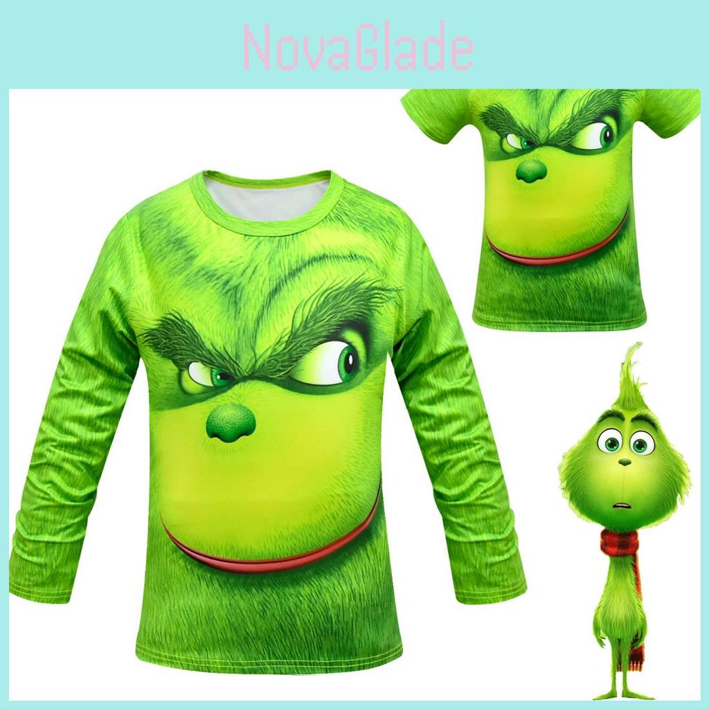 Festive Grinch Long Sleeve T-shirt For Kids Ideal For How The Grinch Stole Christmas Celebrations