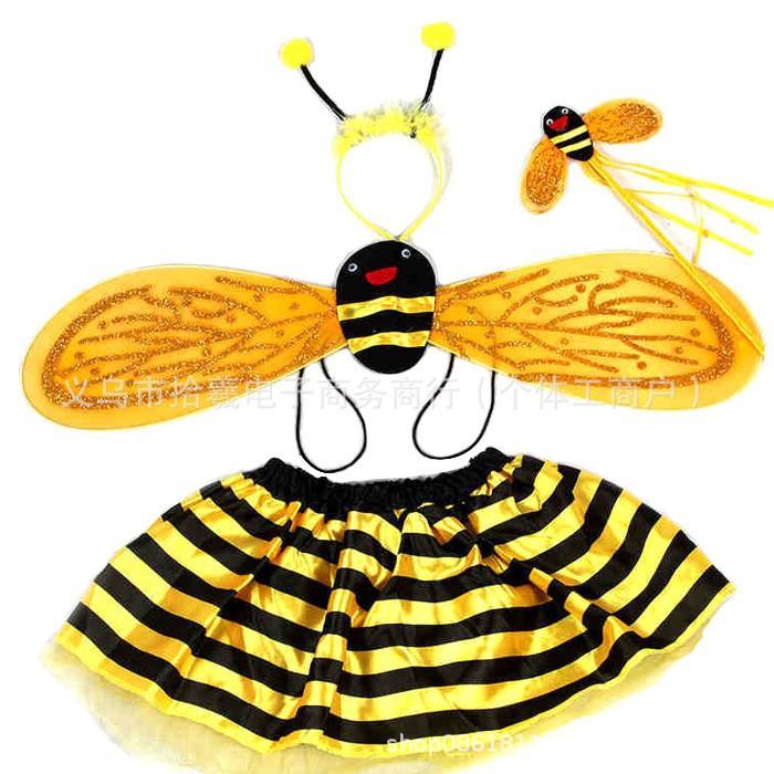 Costume Jaune pour Enfants Ensemble 4 Pièces avec Baguette pour Fête Performance Déguisement