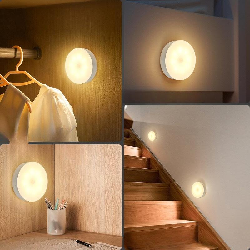 Lâmpada noturna LED inteligente com sensor de corpo humano, iluminação automática de emergência, carregamento USB, sem fio, sucção magnética, uso noturno