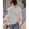 Demana French Lace Trim Round Neck Sweatshirt