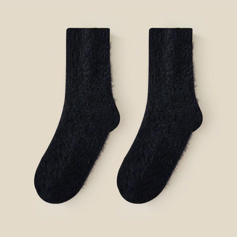 Unisex Schwarze Winter Samt Schlaf Socken Zuhause Verdicken Warm Weiß Weiche Faux Nerz Socken Herbst 1 Paar