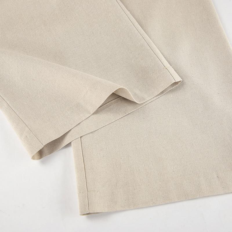 Women's Cotton and Hemp Fabric Set Commuting 2-piece Set V-neck Vest+Loose Wide Leg Pants New Fashion Spring Summer
