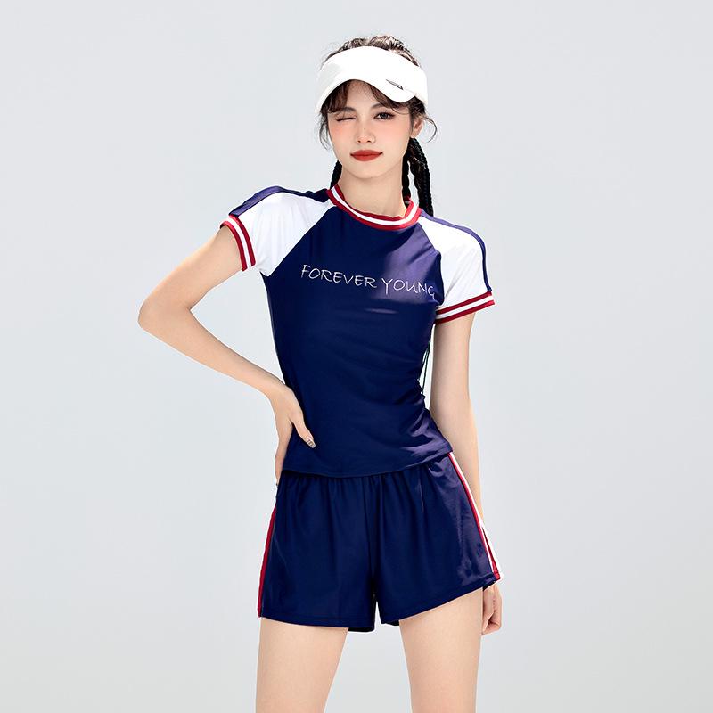 Women's Conservative Two-Piece Boyleg Swimsuit with Tummy Control