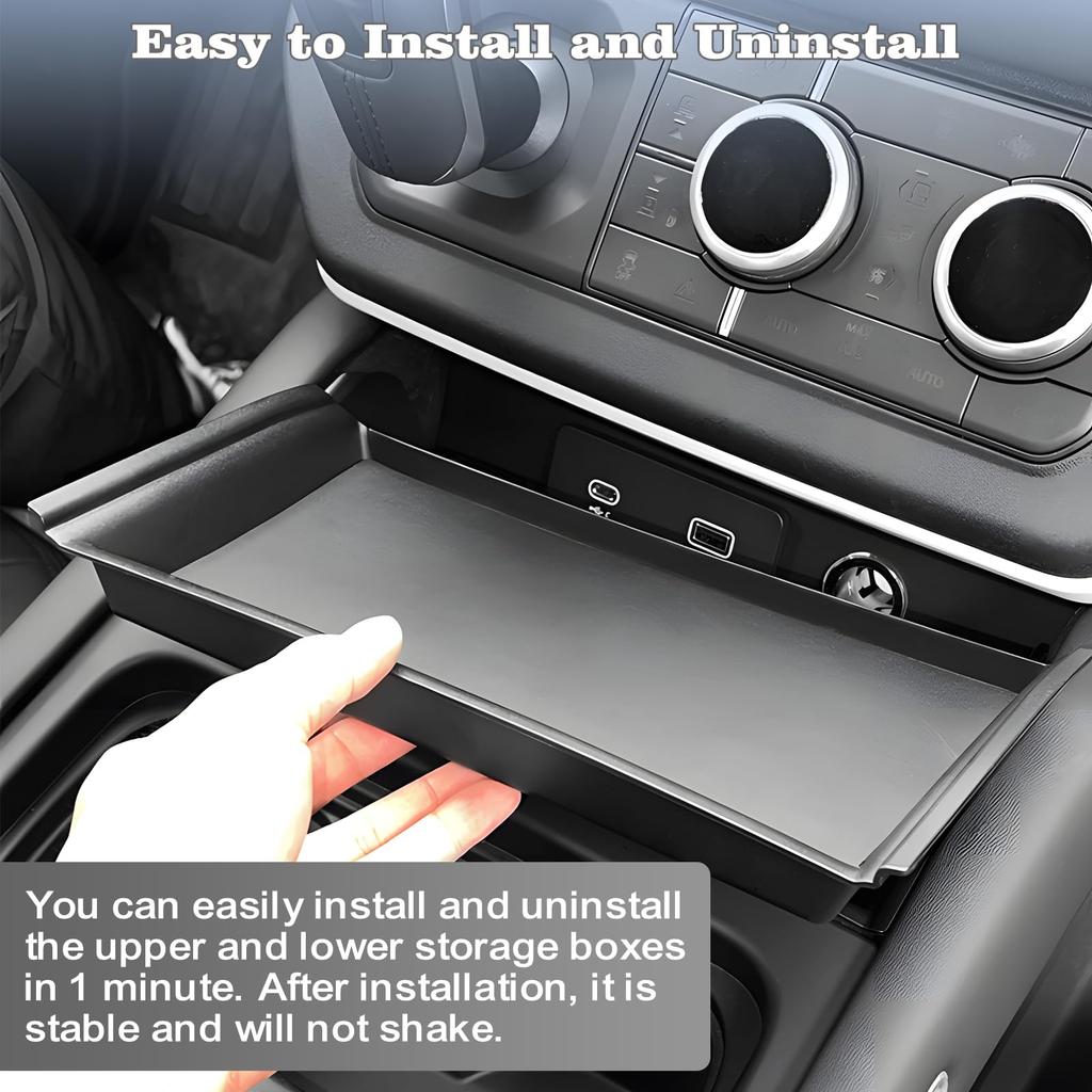 YEVEDUO Land Rover Defender 90 110 Accessories Center Console Organizer Tray Storage Box with Mat 2020-2024 Two-Tier Anti-Slip