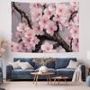 Pink Cherry Blossom Fabric Tapestry for Bedroom Living Room Wall Decoration
