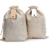 Tapleap Burlap Bags with Drawstring, 10 X 14 Inches (Lot of 10) Favor Sacks with String and Tags for Wrapping Valentine’s Day Gifts, Birthday,