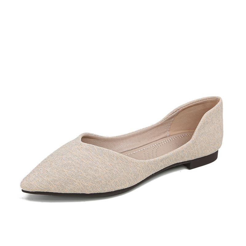 Fashion Flat-Soled Womens Shoes Summer New Pointed-Toed Shallow Mouth Casual Shoes Fashion Versatile Doudou Shoes Women Large Size 34-43