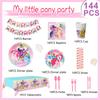 Cartoon Birthday Party Supplies,144Pcs Cartoon Decorations&Tableware-Cartoon Plates Napkins&Cartoon Birthday Party Banner etc Cartoon Party Supplies