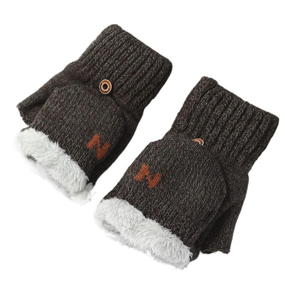 Woolen Cloth Flip Cover Gloves Thickened Mittens Gloves Fashion Winter Gloves  Outdoor Sports