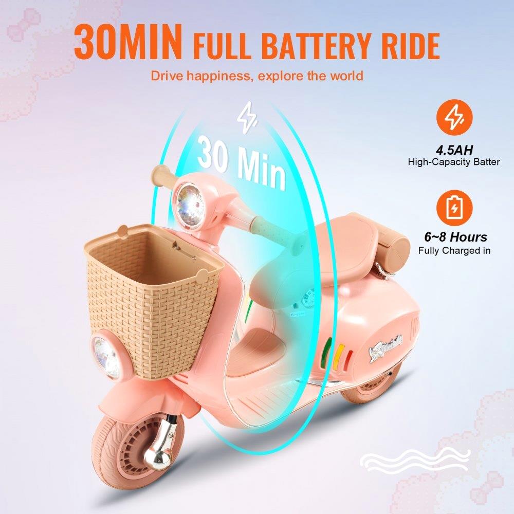 For Kids Ride On Motorcycle 6V Electric for Motor Trike with for Kids Aged 3+