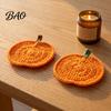 Durable Polyester Coasters Handmade Crochet Pumpkin Coasters, Soft Coffee Mats, Gift for Housewarming Autumn Themed Farmhouse Dining Accessories