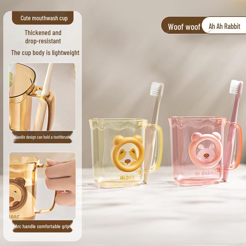 Mouthwash & Toothbrush Holder Couple Set - Transparent Tooth Mug