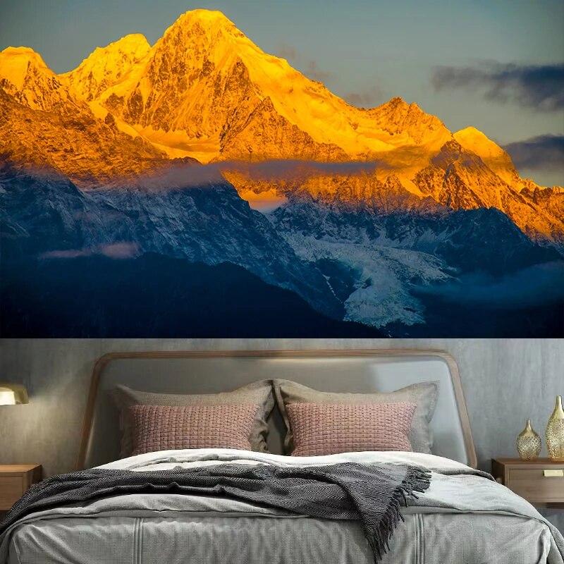 Sunset Peak Natural Landscape Tapestry Wall Hanging Bedroom Dormitory Room  Decoration Background Cloth Home
