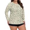 Women's Printed Large Size Long Sleeve Swimsuit Sun  Jacket Quick Dry Hiking Top