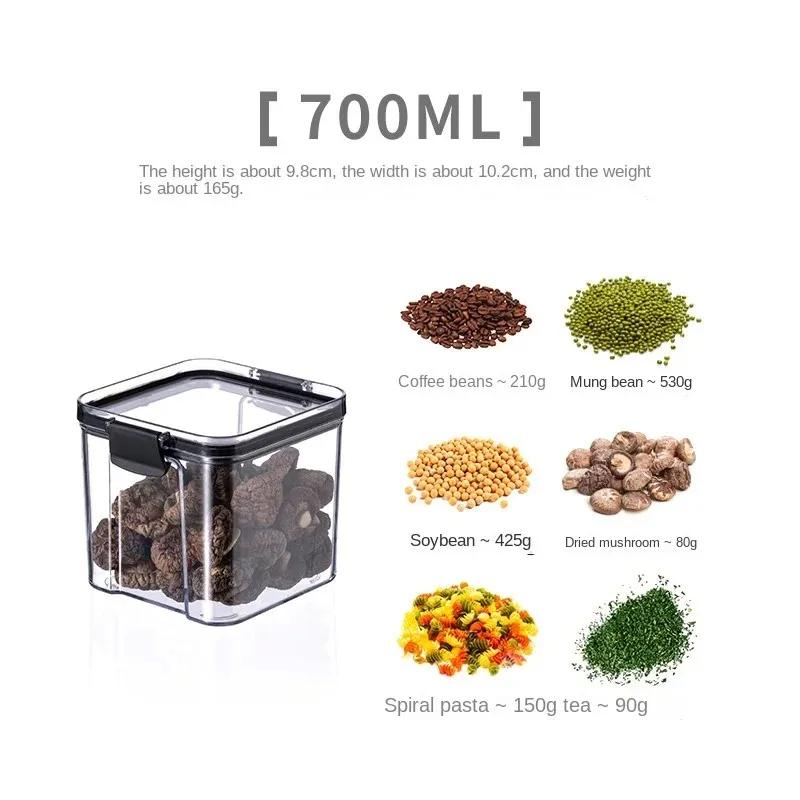 High Quality Sealed Jar Food Storage Box Transparent Plastic Kitchen Organizer Multigrain Tank Stackable Dried Sealed Storage