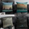 Landscape Kawase Hasui Pillow Case Natural Linen Organic Fabric Double-Sided Printing Sofa Home Decor Cushion Cover