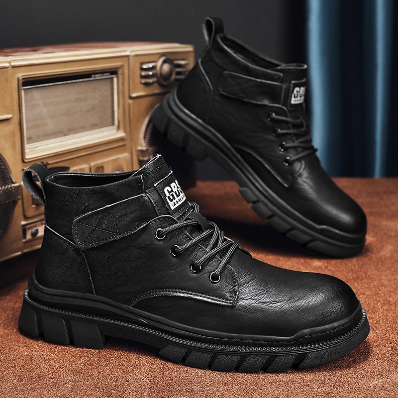 

Martin boots men s autumn 2025 new high-top British style PU medium-top leather shoes men s black tooling boots winter 39