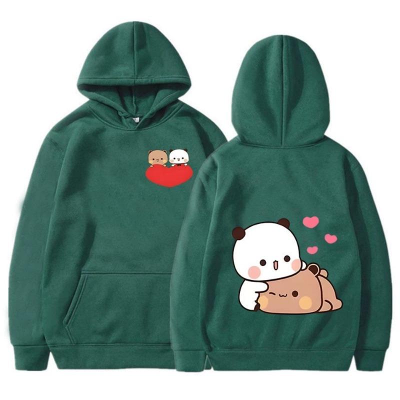 Bubu and Dudu Panda Aesthetic Pattern Funny Kawa Spring and Autumn Men's Fashionable Casual Versatile Hooded Sweatshirt