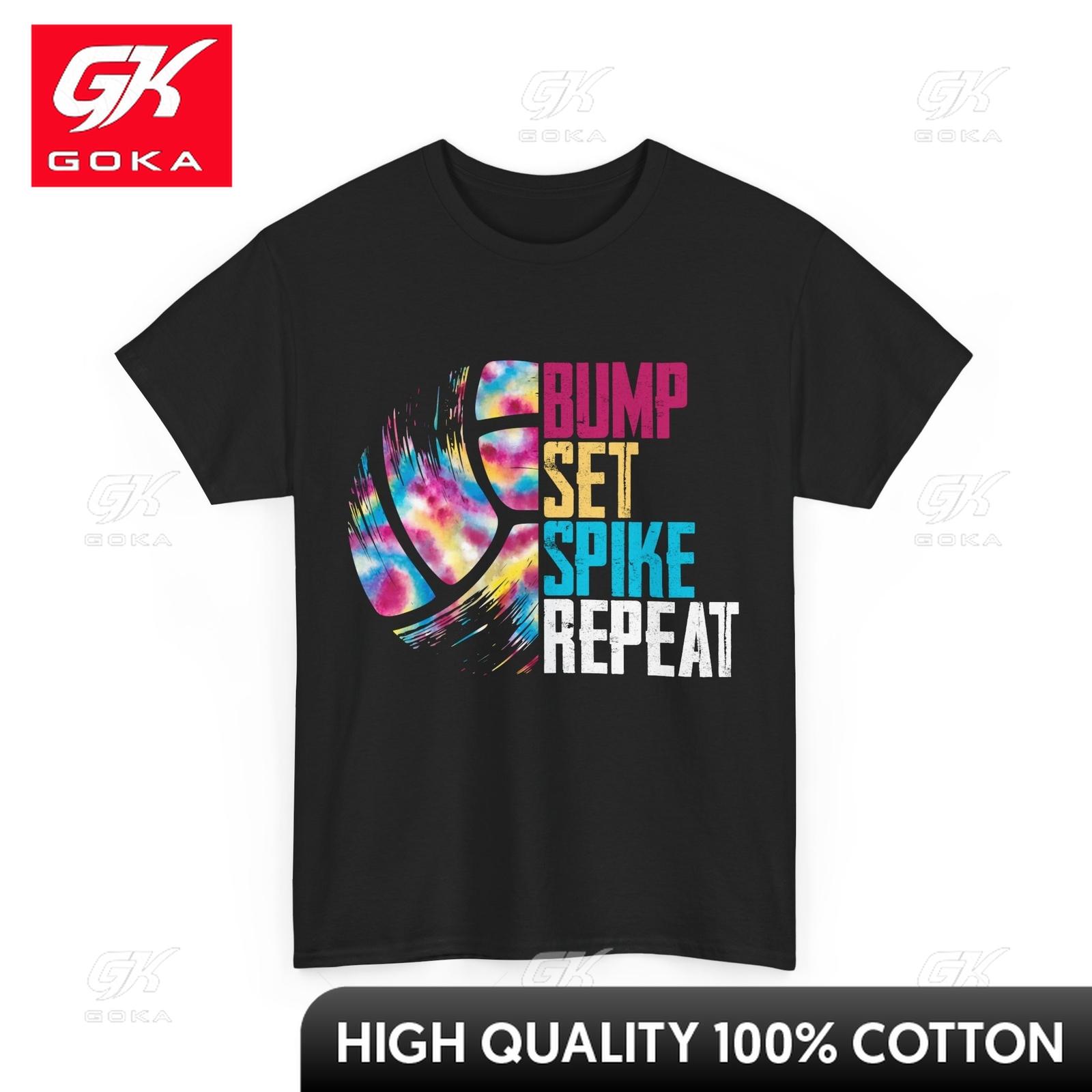 Volleyball Bump Set Spike Repeat Tshirt Volleyball Lovely Crew Neck Breathable Cotton Graphic Casual Tee for Everyday Casual S