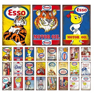 Mike86 ESSO Tiger PIN UP Vintage Metallschilder Man Cave Ölladen Poster Dekoration LTA