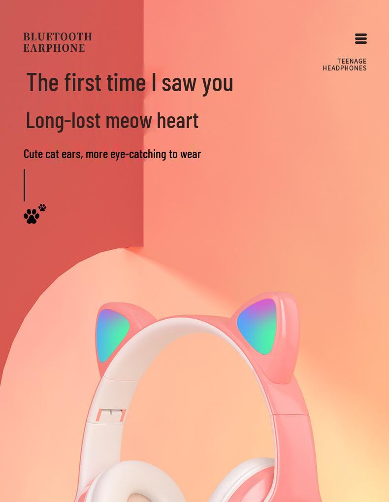 B39 Cat Ear Wireless Bluetooth Over-Ear Headphones: Luminous, Foldable, Heavy Bass, Gaming