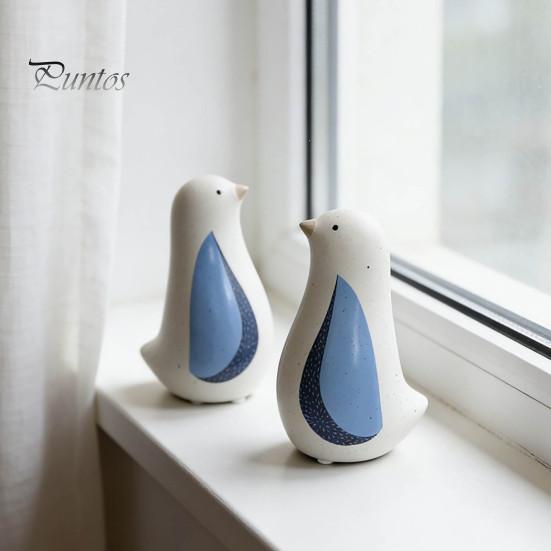 Nordic Style Blue Bird Ornament Ceramic Figurine, Decorative Ornament, Modern Minimalist Tabletop Decorations for Living Room Sculpture Bedroom Shelf