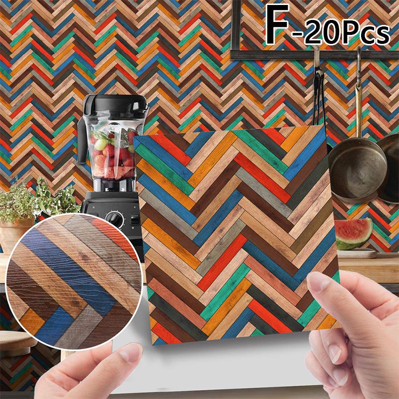 20db 10*10cm fali matrica tapéta PVC öntapadós fa erezetű kerámia csempe Lakásdekoráció