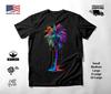 Tropical Palm Tree Neon Graphic T-Shirt Black Unisex S-2XL