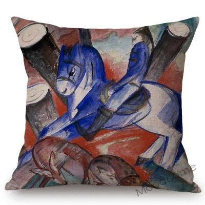 Expressionism Artwork Blue Horses Fox Cubism Animals Abstract Oil Painting Franz Marc Sofa Decorative Pillow Case Cushion Cover