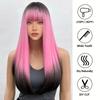 Black Pink Black Gradient Straight Straight Hair Chemical Fiber Synthetic Wig | High Quality Women's Daily Wig