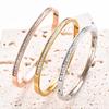 3.6mm Wide Open Bangle Stainless Steel Inlaid Zircon Bracelet Dainty Bracelets Trendy Jewelry Women Girl Gifts Waterproof