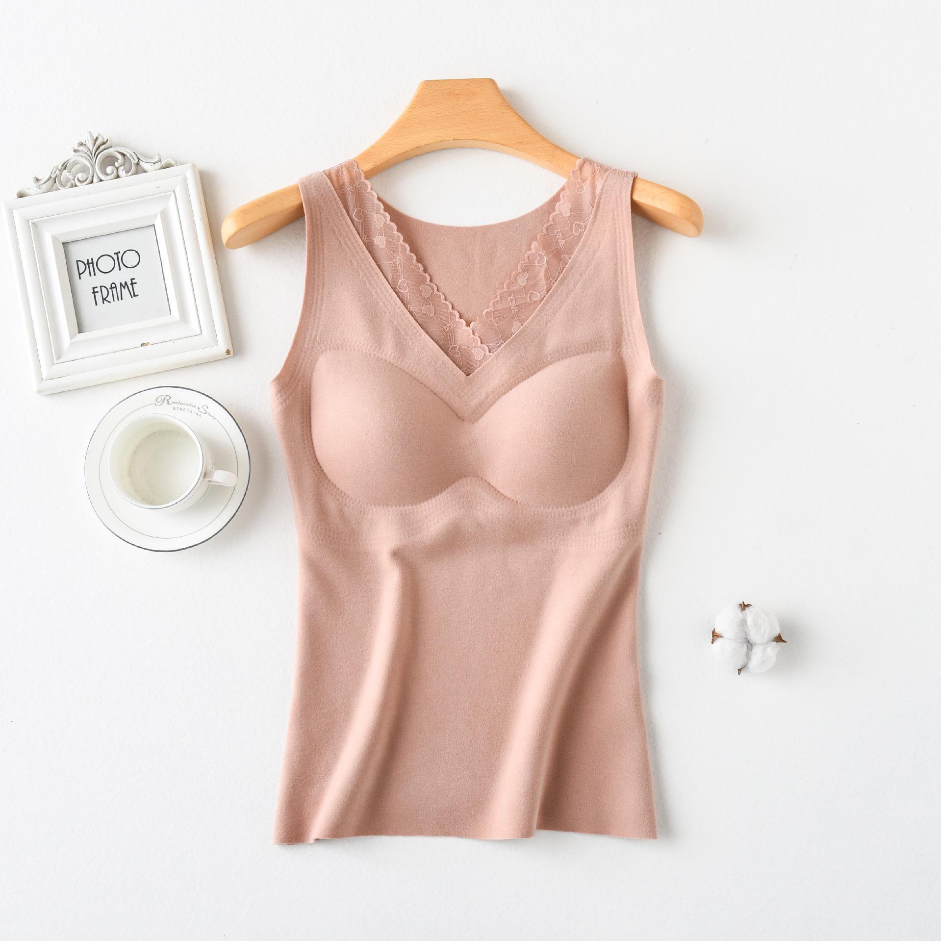 

Теплый жилет из немецкого бархата Tencel для женщин с кружевом и V-образным вырезом XL