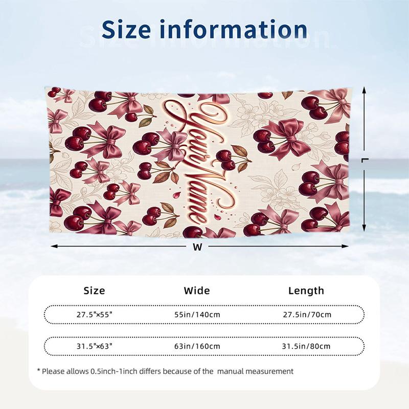 Valentine Love Theme Beach Towel Personalized Custom Name & Text Soft Quick Dry Beach Towel for Swimming Travel
