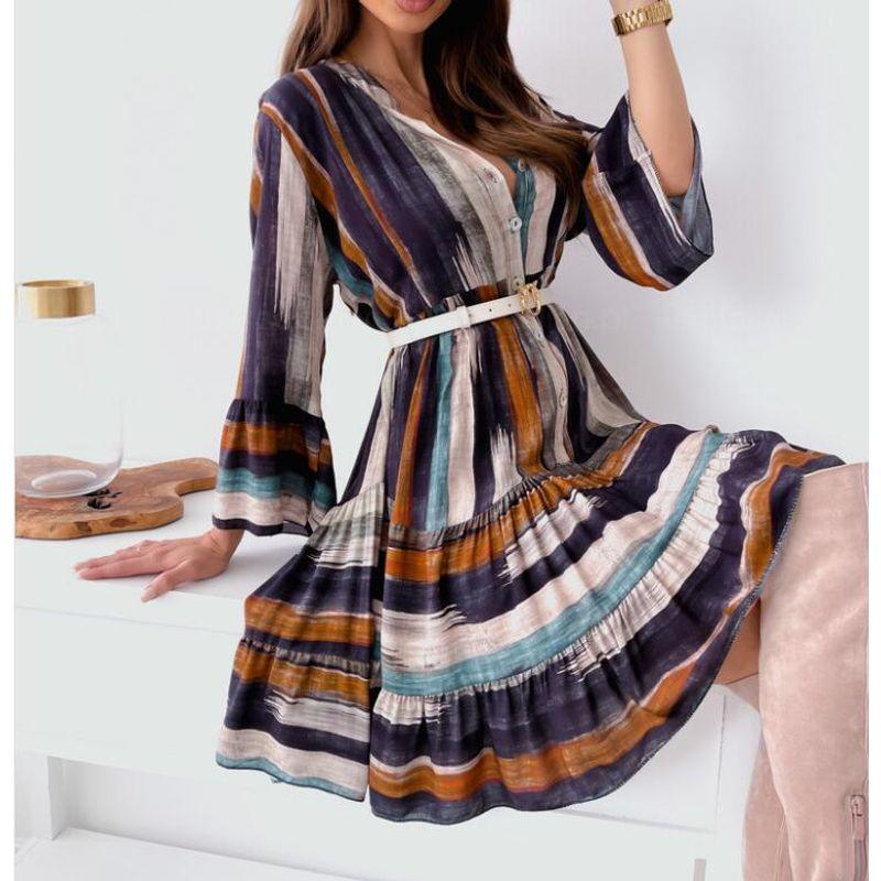 

European Dress Vintage Stripe Dress Artsy Coffee L