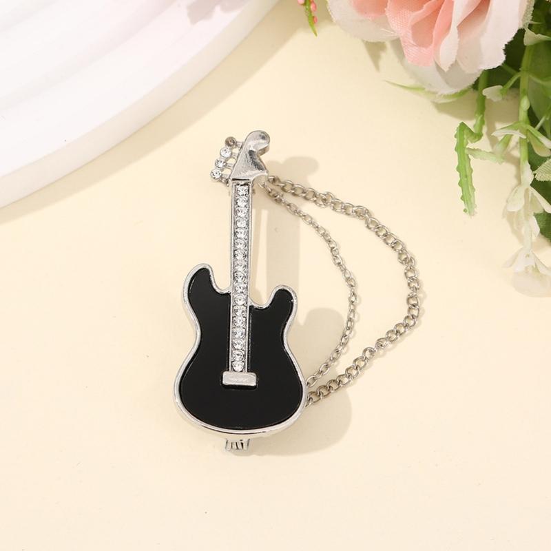 Corsage Pin Guitar Shape Unique Brooch Pin Clothing Jewelry Alloy Texture Suitable for Friendship and Celebration