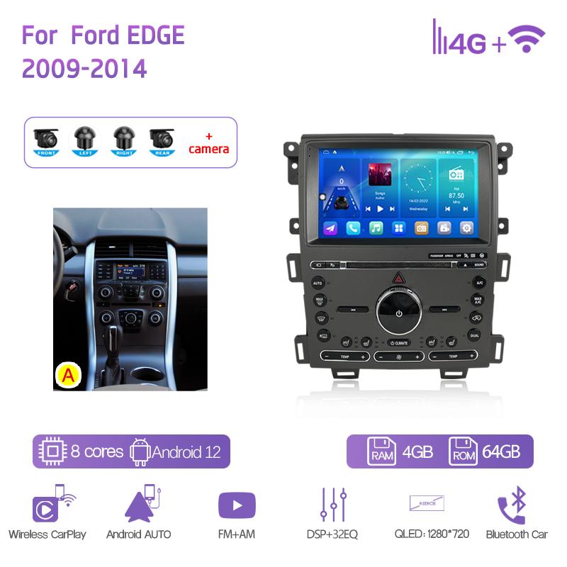 9.0Inch Car Multimedia Video Player For Ford EDGE 2009-2014 GPS Navigation Radio Android12 8+128G 8Core CarPlay 4G 360Camera