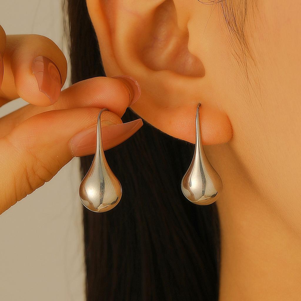 LATS Gold Plated 316 Stainless Steel Water Drop Ear Hooks Earrings for Women Jewelry Accessories