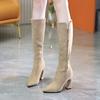 Fashion 2024 Large Size  Big Size High Quality Autumn and Winter   Women's Shoes   Pointed Toe Thick Heel Winter Boots for Women 34-40
