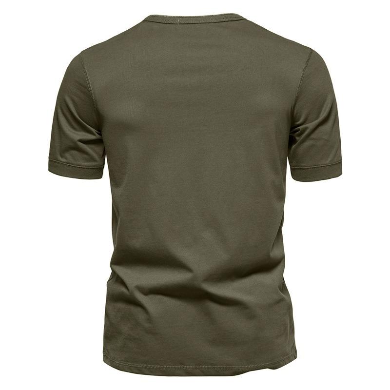 Men Summer Casual Slim Fit Short Sleeve Solid Henley Shirt