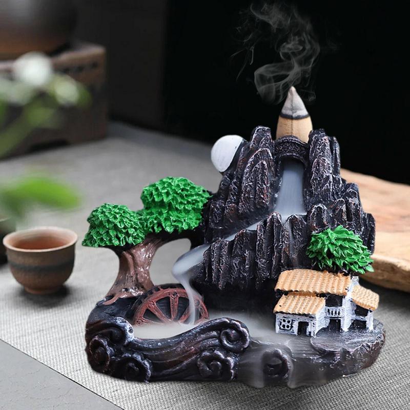 Waterfall Incense Burner Mountains River Shaped Incense Burner Home Decor Backflow Fragrance Aroma Fountain Zen Decor Burner