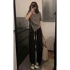 Short T-shirt for Women In Summer Short-sleeved New Drawstring Design Niche Irregular High-waisted Student Top