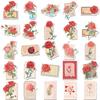 10/30/50pcs Cute Cartoon Red Rose Letter Stickers Vintage Aesthetic Graffiti Decals DIY Luggage Helmet Phone Sticker Decoration