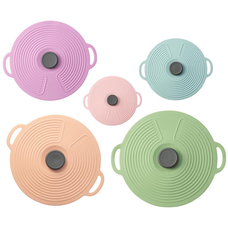 Dual-Color Silicone Sealing Lid for Kitchen: Fresh-Keeping, Anti-Slip, Anti-Overflow, and Oil-Proof.