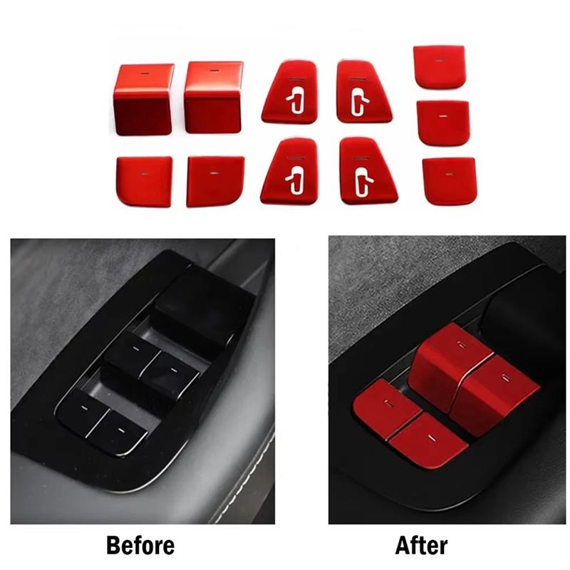 

Glass Lift Button Stickers Window Button Protection Plate Aluminum Alloy Car Interior Stickers For Tesla Model 3 Y