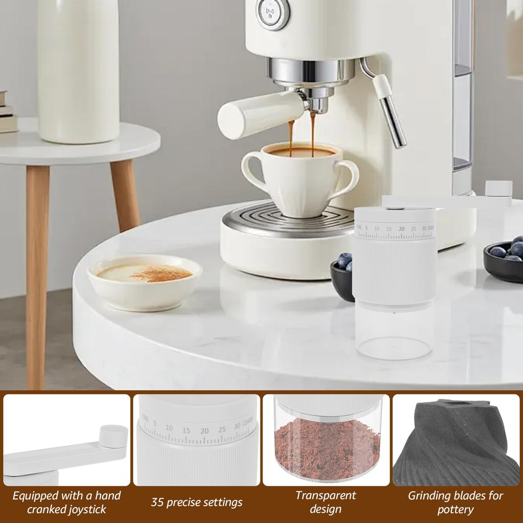 Ruční mlýnek na kávu Přenosný ruční mlýnek na kávová zrna s ruční klikou a 35 nastavitelnými stupni Ruční mlýnek na kávu pro kancelář, domov