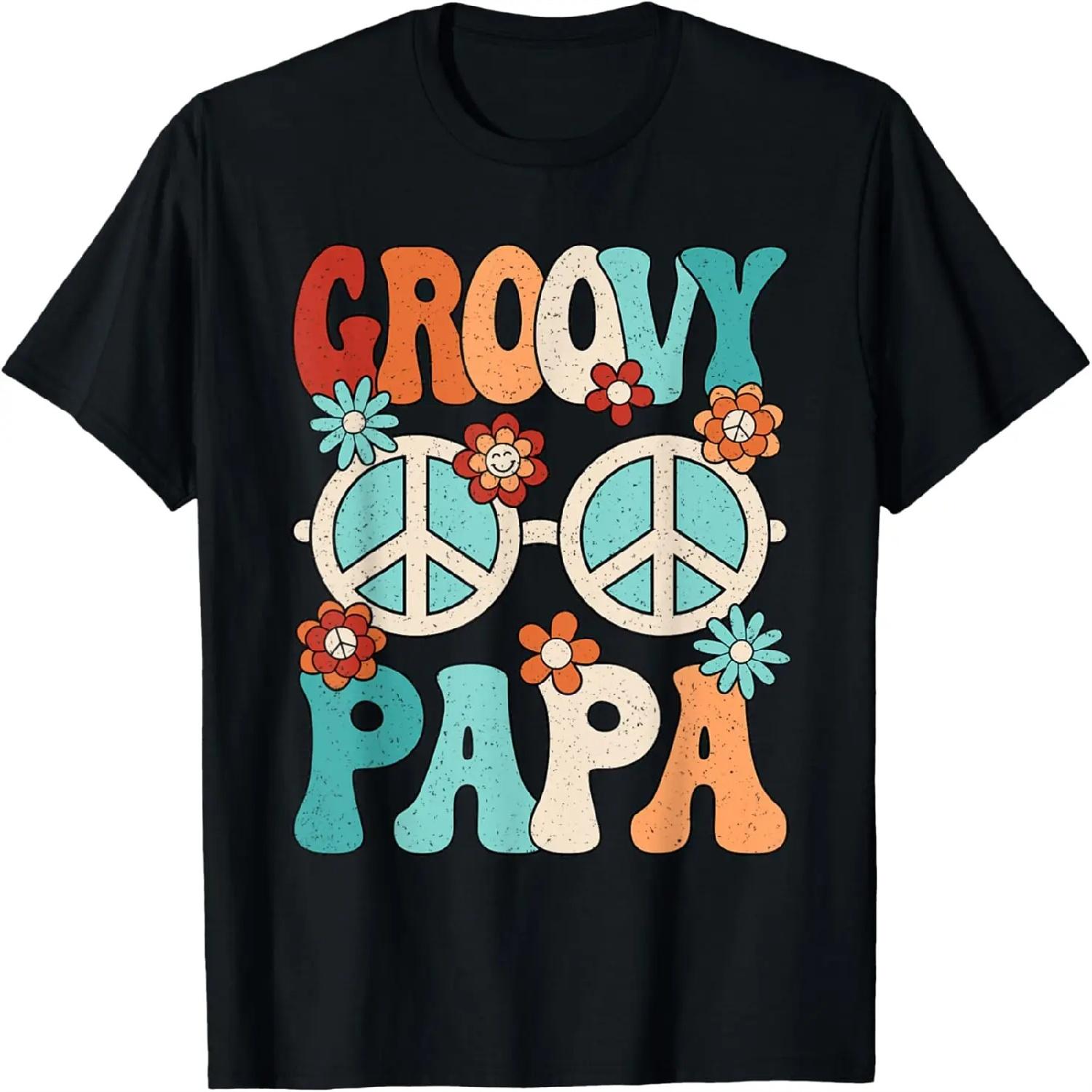 

Groovy Papa Dad Hippie Peace Disco Men 60s 70s Party Outfit T-Shirt,Crew T-shirt XXXXXL різнокольоровий