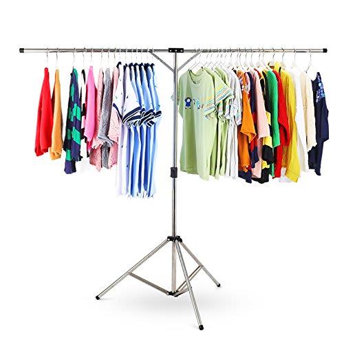 DEWEL Clothes Dryer, Towel Hanger, Futon Hanger, Laundry Hanger, Foldable, Extendable, Multi-functional, for Balcony, Indoor and Outdoor Use, Space-Sa