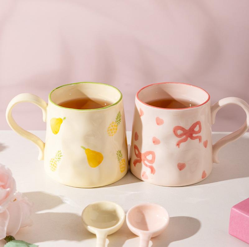 Cute Ceramic Mug High-value Water Cup Small Fresh Large Capacity Ceramic Mug Plus Spoon Beautiful Cup Funny Coffee Cups Mugs Tea