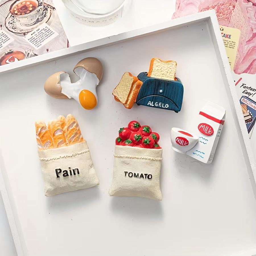 

Набор из 5 мультяшных магнитов на холодильник, полимерный магнит, наклейки на холодильник, милые магниты в форме еды, наклейки на домашний холодильник, креативные